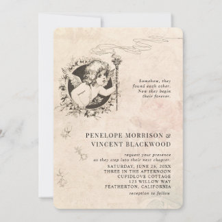 Convite de Noivado Vintage Cupid Amor