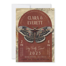 Convite de Noivado Vintage Moth com Arco Rústico