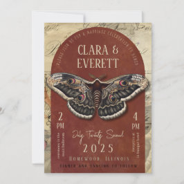 Convite de Noivado Vintage Moth com Arco Rústico