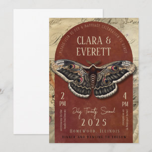 Convite de Noivado Vintage Moth com Arco Rústico