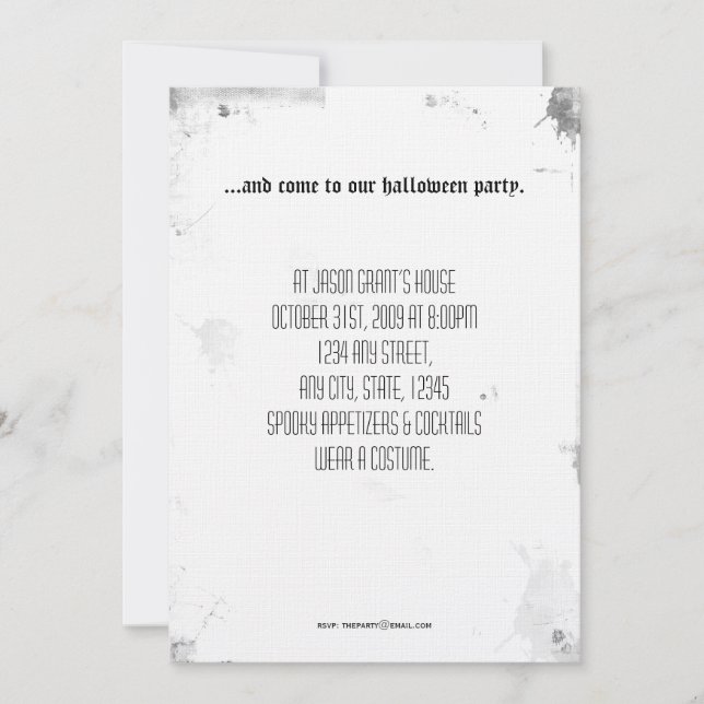 Convite Dê-nos um sinal de sua presença o Dia das Bruxas (Frente)