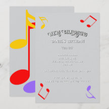 Convite de Notas Musicais de Aniversário