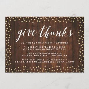 Convite Dê o comensal da acção de graças dos obrigados