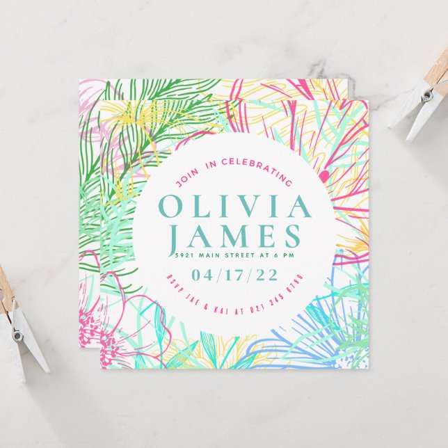 Convite de Ocasião de Especialidade Floral de Pré- (Frente/Verso In Situ)