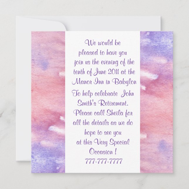 Convite de Ocasião para Todas as Cores de Água (Frente)