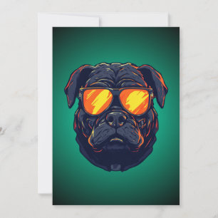 Convite de Óculos de Sol Neon Mecha Cyberpunk Pug