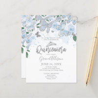 Convite de Orçamento Borboleta Quinceanera Inglês