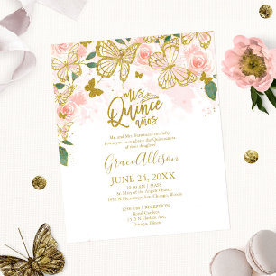 Convite de Orçamento Borboleta Quinceanera Inglês