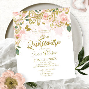Convite de Orçamento Borboleta Quinceanera Inglês