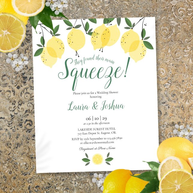 Convite de Orçamento de Chá de casamento de Limão  (Main Squeeze Lemon Wedding Shower Budget Invite)