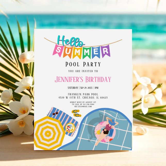 Convite de Orçamento para Bday Party de Piscina de (Criador carregado)