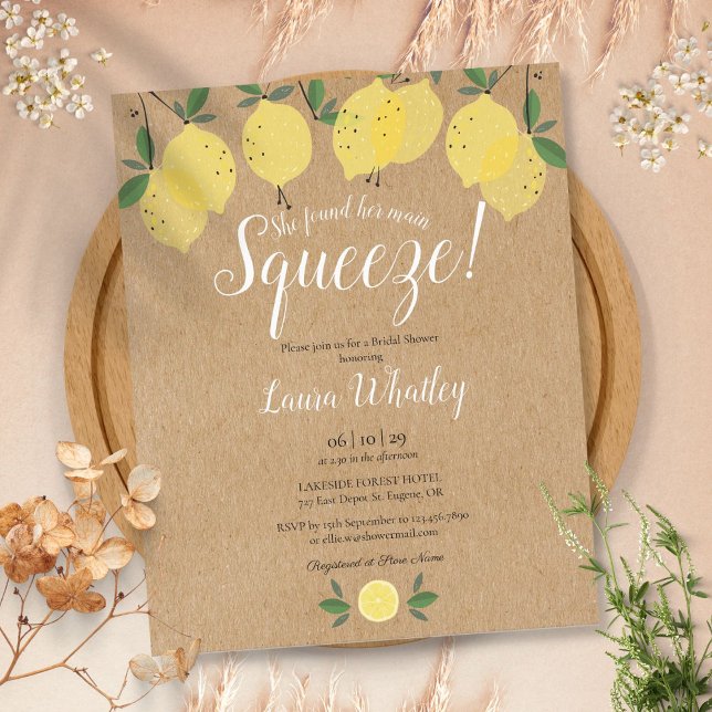 Convite de orçamento para chá de noiva Main Squeez (Main Squeeze Lemon Bridal Shower Budget Invitation)