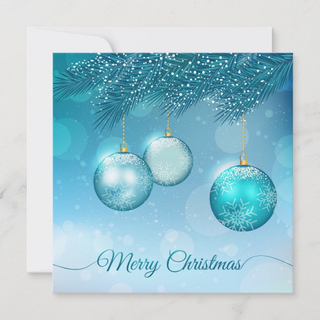 Convite de Ornamentos de Natal Azul Elegante (Frente)
