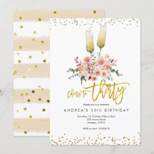 Convite de Ouro Moderno para Trinta Anos