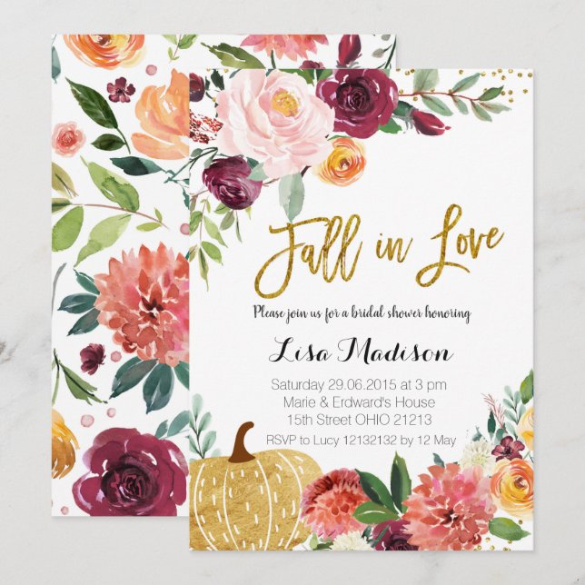 Convite de Outono para se Apaixonar pela Abóbora M (Frente/Verso)