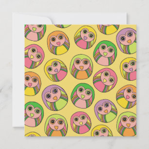 Convite De Padrão De Festa de aniversário Owl Ra