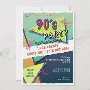 Convite de Padrão de Tema de FESTA de 90