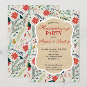 Convite de Padrão Floral para Festa de Inauguração