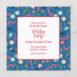 Convite De Padrão Ho-Ho-Ho-me Holiday