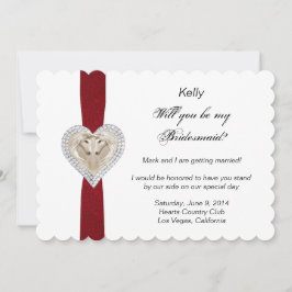 Convite de Padrinho de Noiva de Renda Vermelha Uni