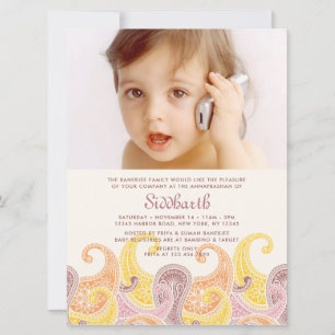 Convite de Paisley Annaprashan (primeiro arroz)