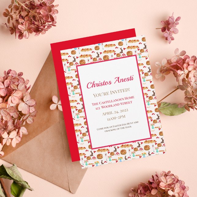 Convite de Pão Tsoureki de Páscoa Feliz em Aquarel (Elevate your Easter gathering with authentic Greek supplies!)