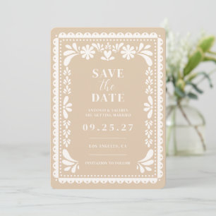 Convite de Papel Picado Save the Date Hacienda Mex