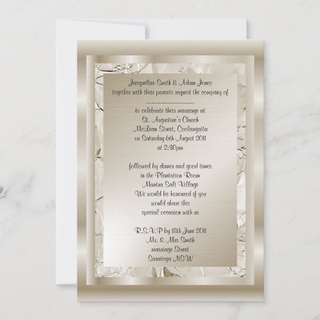 Convite de papelaria de casamento metálico bronze  (Frente)