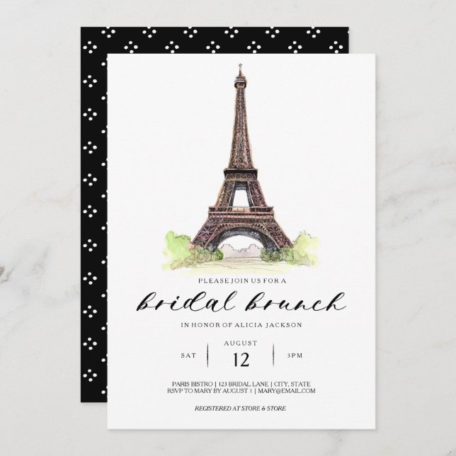 Convite de Paris Bridal Brunch (Frente/Verso)