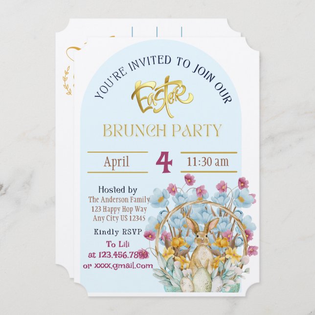 Convite de páscoa Brunch (Frente/Verso)