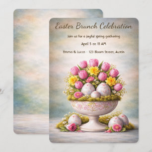 Convite de Páscoa para Brunch Tulipas Floral Prima