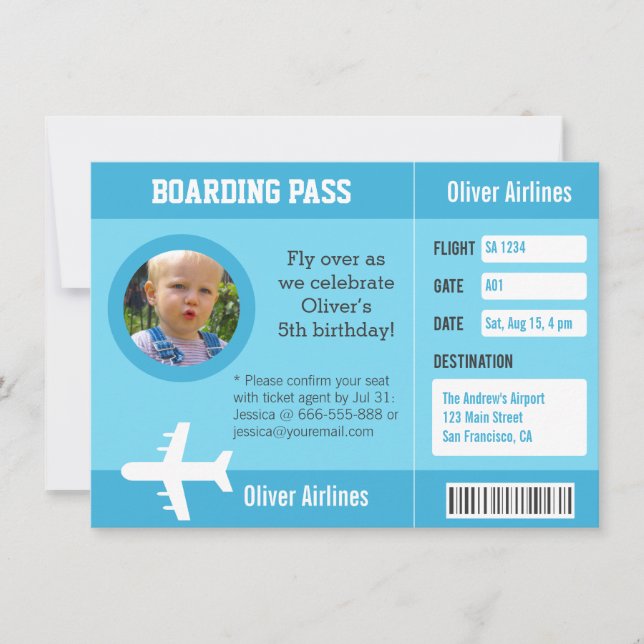 Convite de Passagem de Embarque de Avião para Fest (Frente)