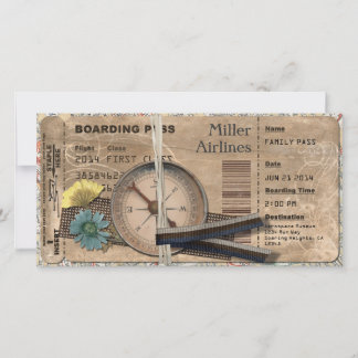 Convite de Passagem de Embarque Vintage