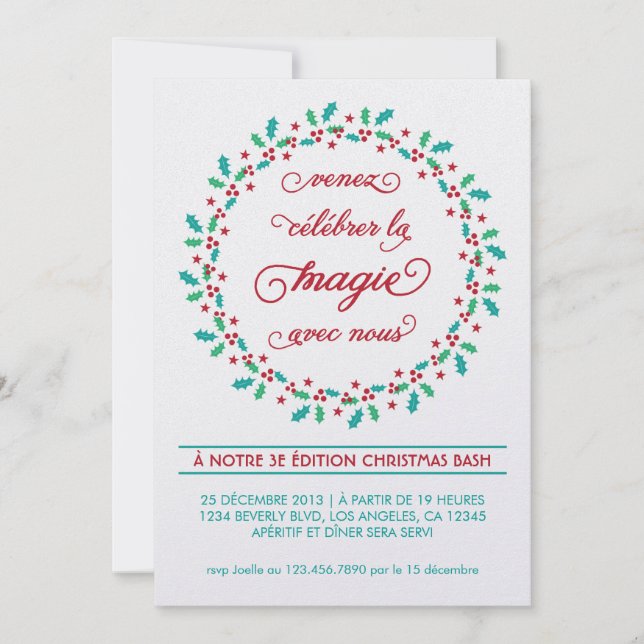 Convite de passagem de férias de guirlande de gui (Frente)