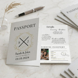 Convite de Passaporte de Casamento Editável | Dest