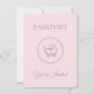 Convite De Passaporte Rosa De Chá de fraldas De T