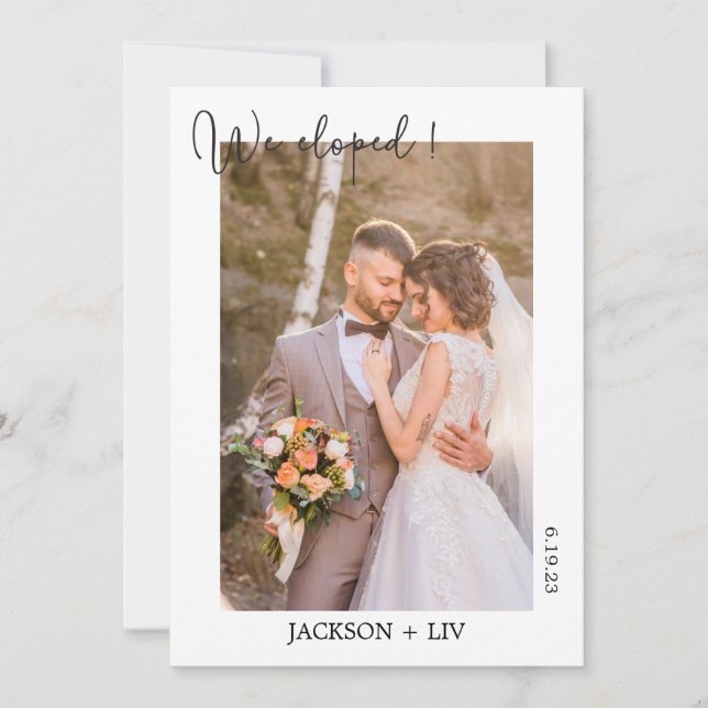 Convite de Peça de Casamento de Elopemento de Foto (Frente)