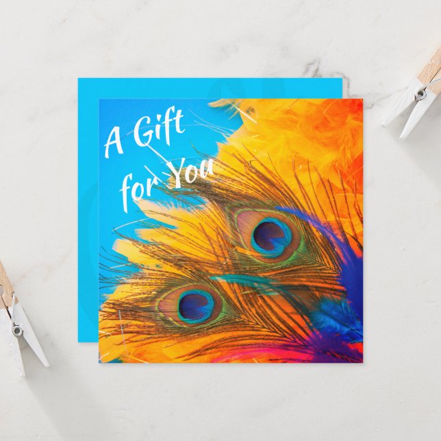 Convite De Penas De Pavão Azul-Aqua Azul-Corinto (Frente/Verso In Situ)