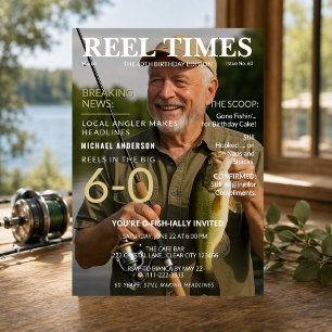 Convite de Pesca de Aniversário de 60 Anos Reel Ti