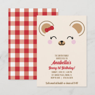 Convite de Piquenique da Ursa Teddy Menina PARA QU