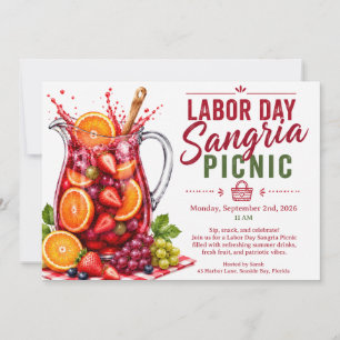 Convite de Piquenique de Sangria do Dia do Trabalh