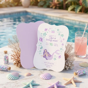 Convite de piscina infantil Sereia aquarela sob o