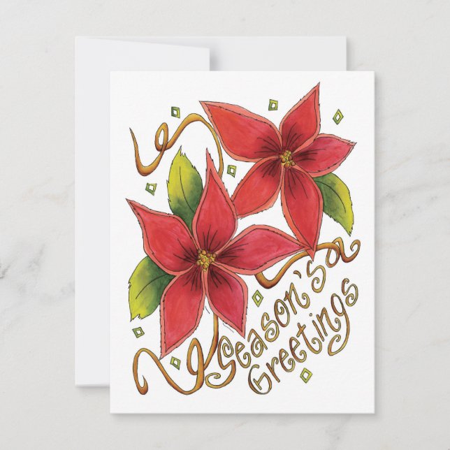 Convite de Poinsettia de Boas Festas de Natal (Frente)