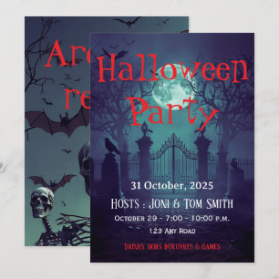 Convite de Porta Assombrada Gótica Halloween Ass