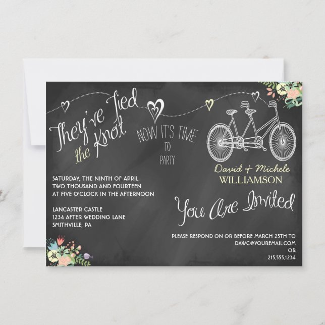 Convite de Pós-Casamento com Quadro de Giz de Cora (Frente)