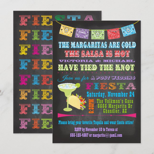 Convite de Pós-Casamento Fiesta Mexicana (Frente/Verso)