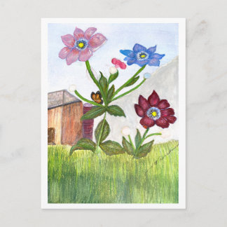 CONVITE DE POSTAL Aquarela de Grama & Flores