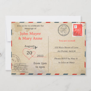 Convite de Postal de Correio Aéreo Retro