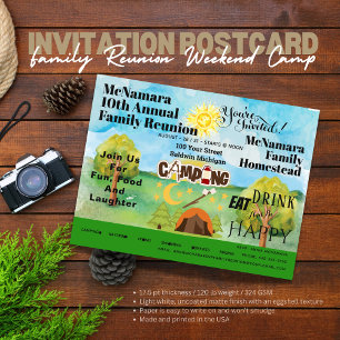 Convite de Postcard para Acampamento de Reunião de