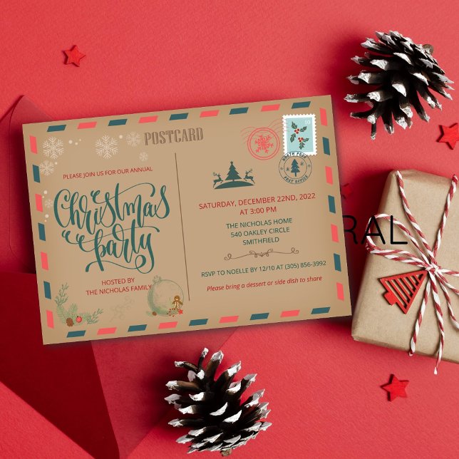 Convite de Postcard Rústico de Férias de Natal (Criador carregado)